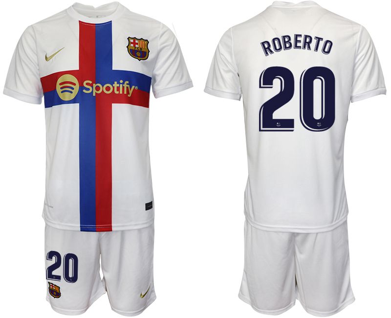 Men 2022-2023 Club Barcelona white away #20 Soccer Jersey->barcelona jersey->Soccer Club Jersey